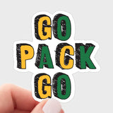 Go Pack Go Sticker - Green Bay, Wisconsin, Gold, Football