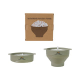 Silicone Popcorn Bowl with Lid Green & White