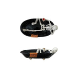 Ceramic Skeleton In Tub Shaped Bowl Black, White & Orange Color