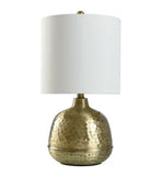 HAMMERED GOLD | Hammered Gold Metal Table Lamp with White Shade