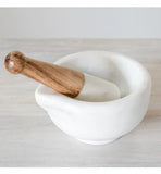 WHITE MARBLE MORTAR & PESTLE