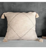 Beige Square Pillow with Fringe