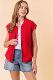 ROUND NECK FRONT ZIP CLOSURE FLEECED VEST