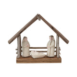 8-1/2"l X 7h Driftwoodpaper Mache Nativity W Base
