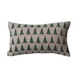 16"lx9h Cotton Printed Lumbar Pillow W Christmas Tree, Green