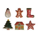 4"l Stoneware Holiday Shaped Dish, Multi Color