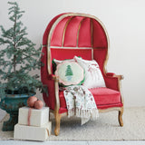 Velvet Upholstered Balloon Chair with Hand Carved Mango Wood