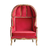 Velvet Upholstered Balloon Chair with Hand Carved Mango Wood