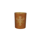 Glass Votive Holder Wlaser Etched Snowflake,gold Finish
