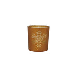 Glass Candle Holder Wlaser Etched Snowflake,gold Finish