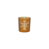 Glass Candle Holder Wlaser Etched Snowflake,gold Finish
