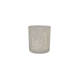 Mercury Glass Candleholder W Laser Etched Scene, Green