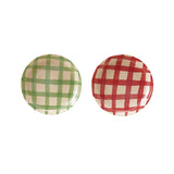 Hand-painted Stoneware Dish W Plaid Pattern, 2colors