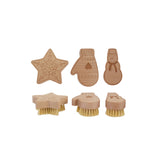 Beech Wood & Sisal Snowman/glove/star Dish Brush, Natural, 3 Styles