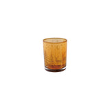 Glass Candle Holder Wlaser Etched Deer & Trees, Amber Color