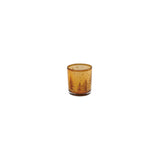 Glass Candle Holder Wlaser Etched Deer & Trees, Amber Color