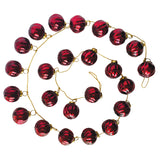 Embossed Recycled Mercury Glass Ball Ornament Garland, Burgundy