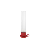 Metal Taper Holder with Glass Hurricane & Handle - Red