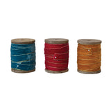 10 Yard Velvet Ribbonon Wood Spool, 3 Colors