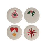 Hand-painted Stoneware Plate W Holiday Image,multi Color, 4 Styles