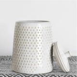 White dot ceramic canister