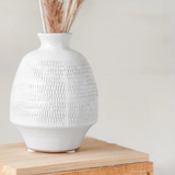 Matte white ceramic vase 5.1"