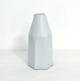 Thin white hex vase 9.25"